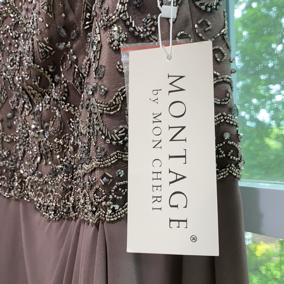 Montage by MonCheri V neck shoulder gown - Picture 7 of 8